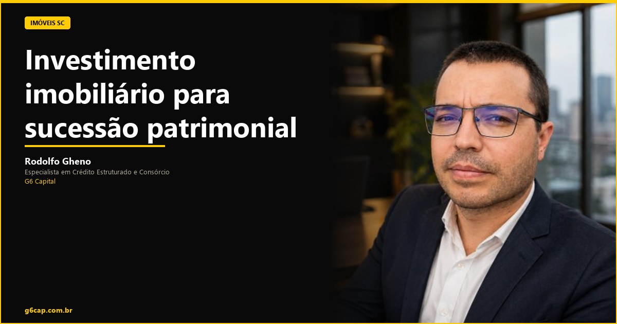 Rodolfo Gheno — Investimento imobiliário para sucessão patrimonial | G6 Capital, Vale do Itajaí SC